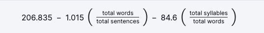 flesch ease of reading formula with coefficients